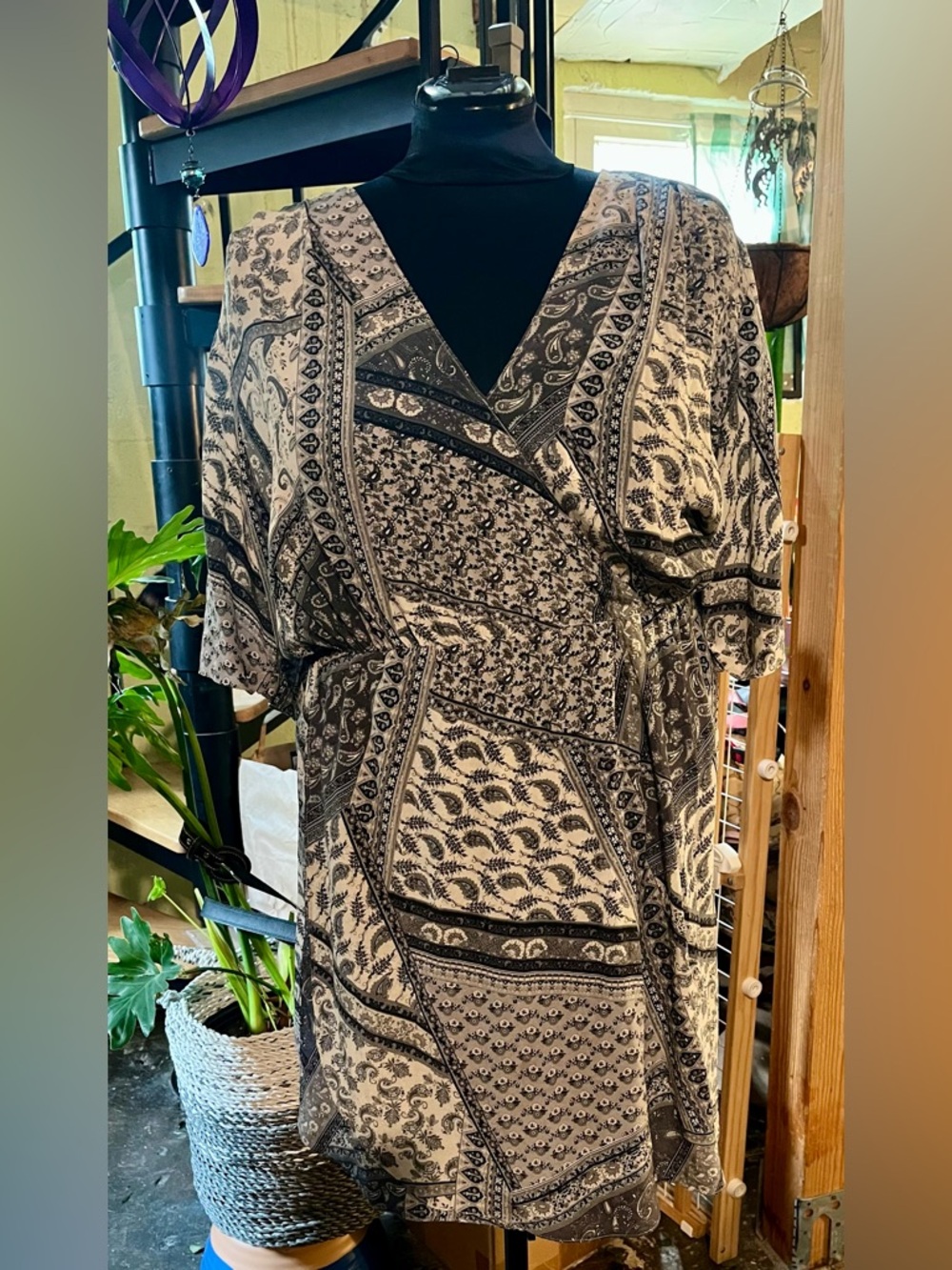 Bohemian 100% silk tunic mini dress